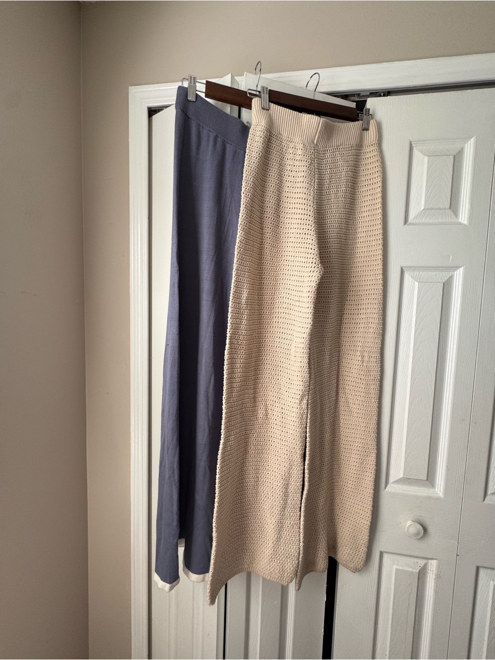 Sincerely Jules Knit Wide Leg Pants Bundle Size L XL Blue Cream Cozy Lounge